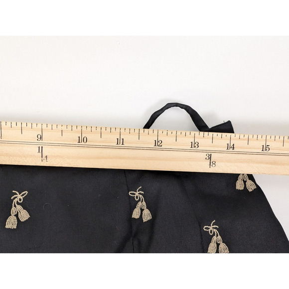 Talbots Pure Silk Size 8 Black Capri Ankle Pants Tassel Design Embroidery - Picture 6 of 8